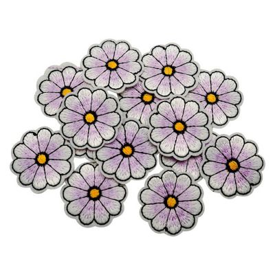 1 1/2" Lavender Daisy Flower Iron On Patch 72 Pack Image 1