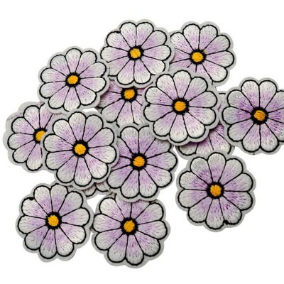 1 1/2" Lavender Daisy Flower Iron On Patch 72 Pack Image 1