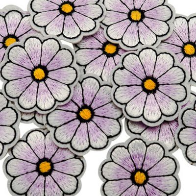 1 1/2" Lavender Daisy Flower Iron On Patch 72 Pack Image 2