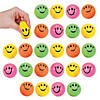 1 1/2&quot; Mini Neon Smile Face Solid Color Foam Stress Balls - 24 Pc. Image 1