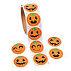 1 1/2" Pumpkin Jack-O'-Lantern Face Paper Sticker Roll - 100 Pc. Image 1