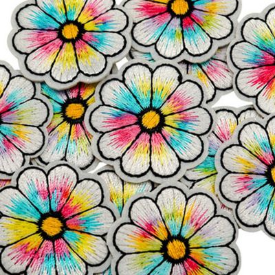 1 1/2" Rainbow Daisy Flower Iron On Patch 72 Pack Image 2