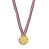 1 1/2" Super Star Goldtone Plastic Medals with Red, White & Blue Ribbon - 12 Pc. Image 1