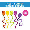 1 1/2" x 7" Bulk 72 Pc. Neon Glitter Stretch and Stick Skulls Image 2