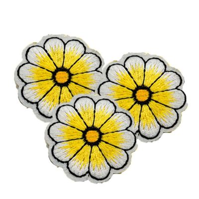 1 1/2" Yellow Daisy Flower Iron On Patch 72 Pack Image 1