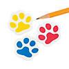 1 1/2" Yellow, Red or Blue Paw Print Rubber Erasers - 24 Pc. Image 1
