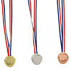 1 1/4" 1st, 2nd & 3rd Place Plastic Award Medals with Striped Ribbon - 12 Pc. Image 1