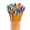 1 1/4" Bulk 144 Pc. Neon Funny Face Pencil Top Rubber Erasers Image 1