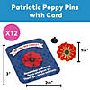 1 1/4" Patriotic Red Poppy Flower Metal Pins with Card - 12 Pc. Image 3
