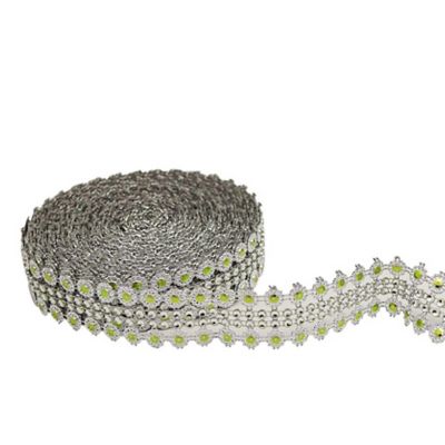 1.25" x 10 Yards Silver / Apple Green Mesh Wrap Image 1