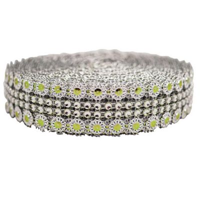 1.25" x 10 Yards Silver / Apple Green Mesh Wrap Image 1