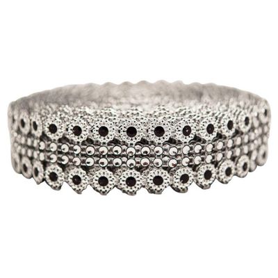 1.25" x 10 Yards Silver / Black Mesh Wrap Image 1