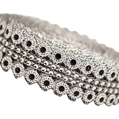 1.25" x 10 Yards Silver / Black Mesh Wrap Image 1