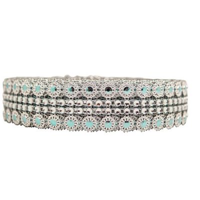 1.25" x 10 Yards Silver / Blue Mesh Wrap Image 1