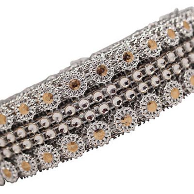 1.25" x 10 Yards Silver / Champagne Mesh Wrap Image 1