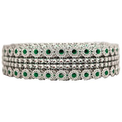 1.25" x 10 Yards Silver / Hunter Green Mesh Wrap Image 1