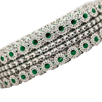 1.25" x 10 Yards Silver / Hunter Green Mesh Wrap Image 1