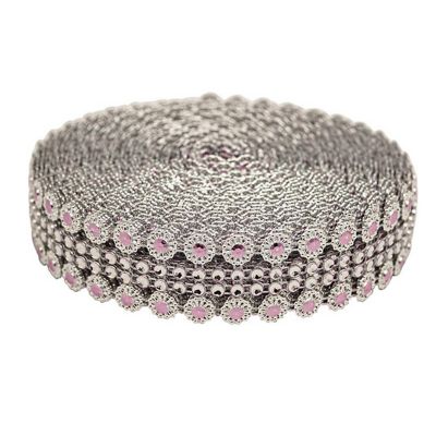 1.25" x 10 Yards Silver / Lavender Mesh Wrap Image 1
