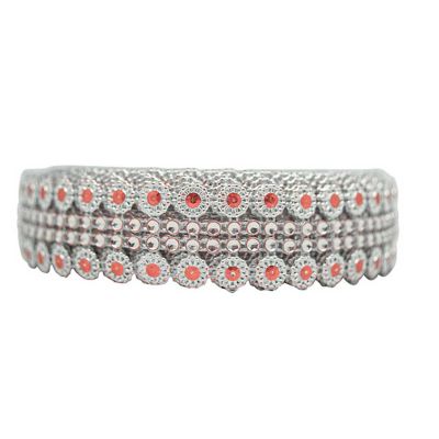 1.25" x 10 Yards Silver / Orange Mesh Wrap Image 1