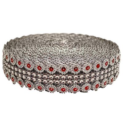 1.25" x 10 Yards Silver / Orange Mesh Wrap Image 1