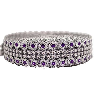 1.25" x 10 Yards Silver / Purple Mesh Wrap Image 1