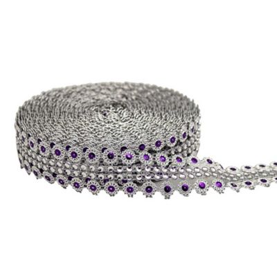 1.25" x 10 Yards Silver / Purple Mesh Wrap Image 2
