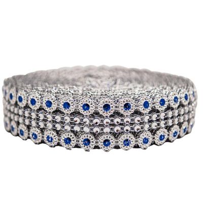 1.25" x 10 Yards Silver / Royal Blue Mesh Wrap Image 1
