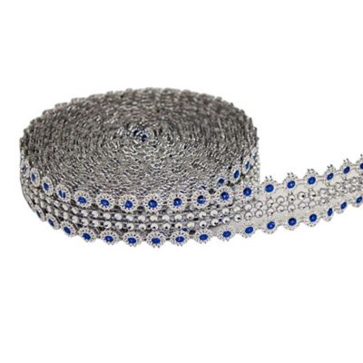 1.25" x 10 Yards Silver / Royal Blue Mesh Wrap Image 2