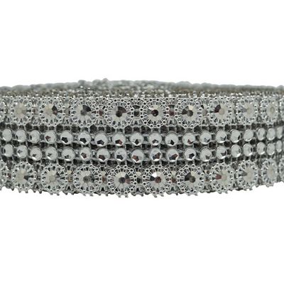 1.25" x 10 Yards Silver / Silver Mesh Wrap Image 1