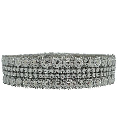 1.25" x 10 Yards Silver / Silver Mesh Wrap Image 2