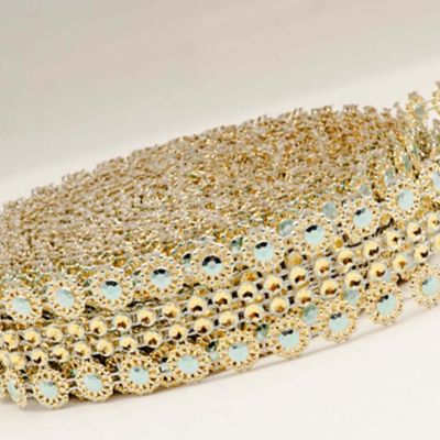 1.25"x 10 Yards Gold / Blue Mesh Wrap Image 1