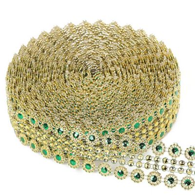1.25"x 10 Yards Gold / Hunter Green Mesh Wrap Image 1
