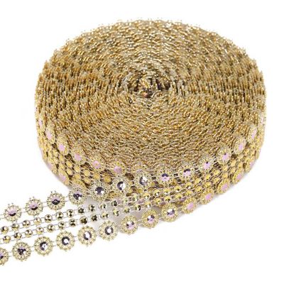 1.25"x 10 Yards Gold / Lavender Mesh Wrap Image 2