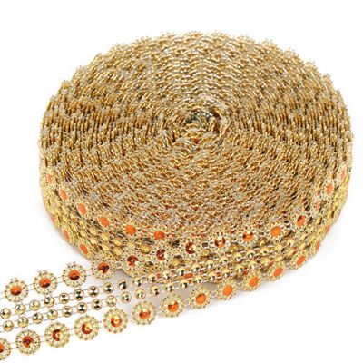 1.25"x 10 Yards Gold / Orange Mesh Wrap Image 1