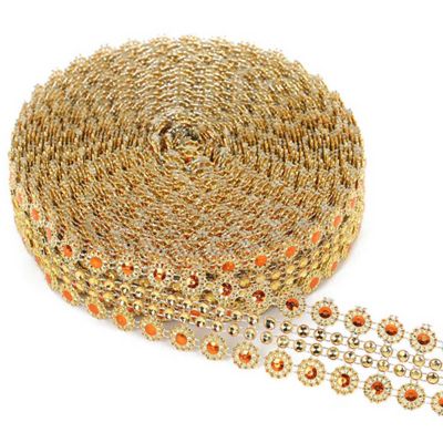 1.25"x 10 Yards Gold / Orange Mesh Wrap Image 1
