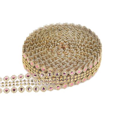 1.25"x 10 Yards Gold / Pink Mesh Wrap Image 2