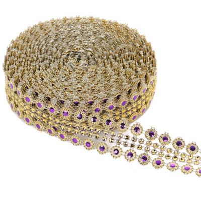 1.25"x 10 Yards Gold/Purple Mesh Wrap Image 1