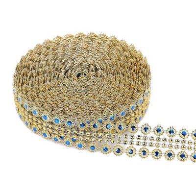 1.25"x 10 Yards Gold/Royal Blue Mesh Wrap Image 1