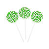 1 3/4" 14 oz. Bright Green & White Swirl Apple Lollipops - 24 Pc. Image 1