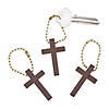 1 3/4" Classic Wood Cross Keychains with Metal Chain - 12 Pc. Image 1