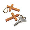 1 3/4" Classic Wood Cross Keychains with Metal Chain - 12 Pc. Image 3