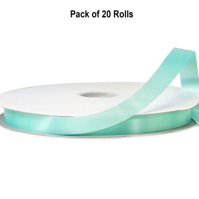 1/4" x 100 Yards Aqua Blue Polyester Satin Gift Ribbon 20 Rolls Pack Image 1