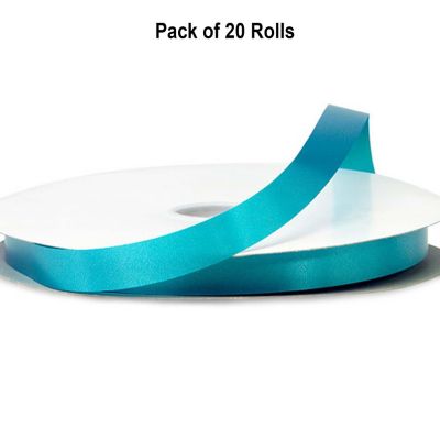 1/4" x 100 Yards Turquoise Polyester Satin Gift Ribbon 20 Rolls Pack Image 1