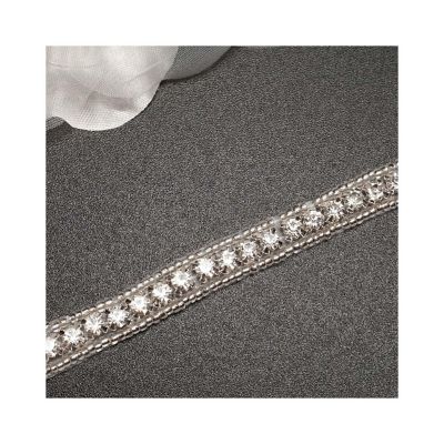 1/4" x 5 Yards Silver Iron On Rhinestone Trim Image 2