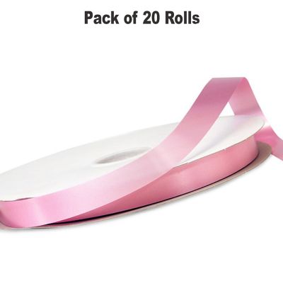 1/4"x100 yard Pink Polyester Satin Gift Ribobn Image 1