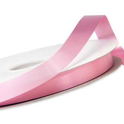 1/4"x100 yard Pink Polyester Satin Gift Ribobn Image 2