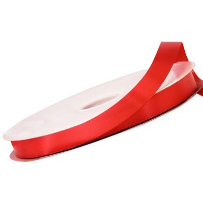 1/4"x100 yard Red Polyester Satin Gift Ribobn Image 1