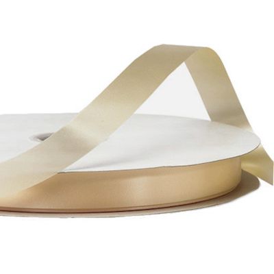 1/4"x100 yard Tan Polyester Satin Gift Ribobn Image 1