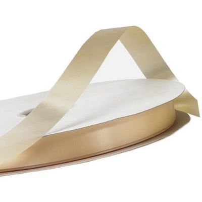 1/4"x100 yard Tan Polyester Satin Gift Ribobn Image 3
