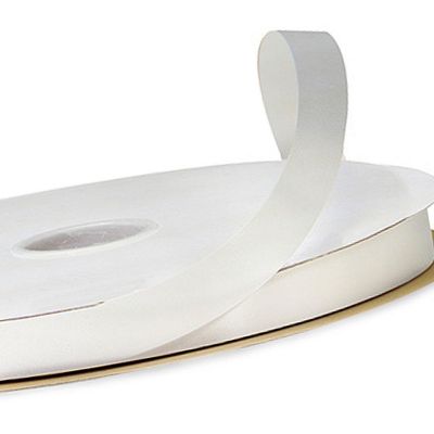 1/4"x100 yard White Polyester Satin Gift Ribobn Image 1